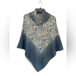 Chico's Blue and Cream Poncho